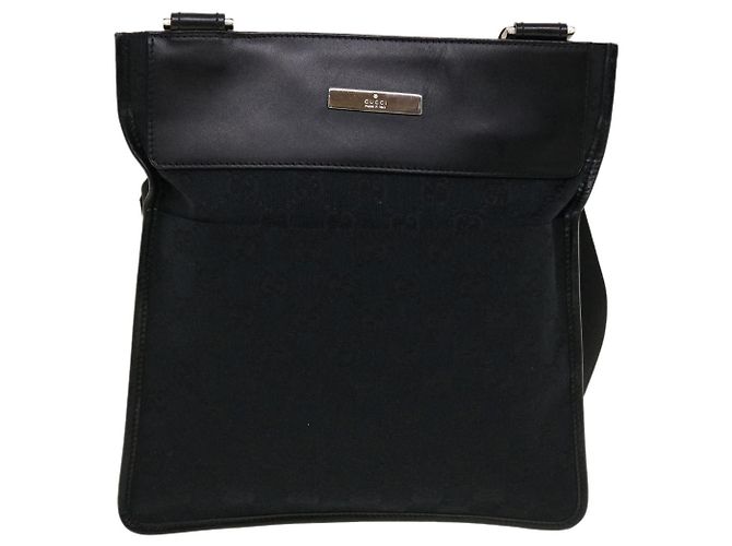 GUCCI GG Canvas Flat Shoulder Bag Black 0348 - vista 13