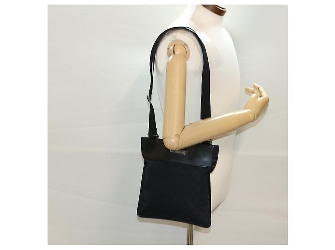 GUCCI GG Canvas Flat Shoulder Bag Black 0348 - vista 23