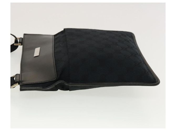 GUCCI GG Canvas Flat Shoulder Bag Black 0348 - vista 3