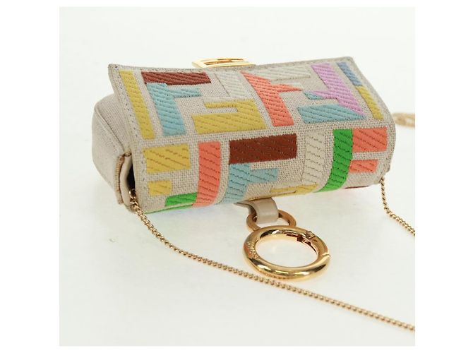 FENDI Zucca Canvas Micro Bucket Charm Multicolor Gold - vista 6