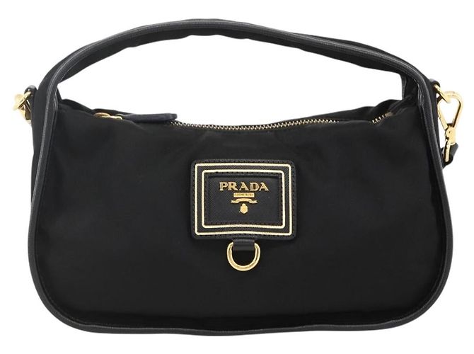PRADA Hand Bag Nylon 2way Black Gold - vista 2