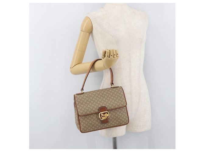 Céline CELINE Macadam Canvas Hand Bag PVC Beige Gold - vista 24