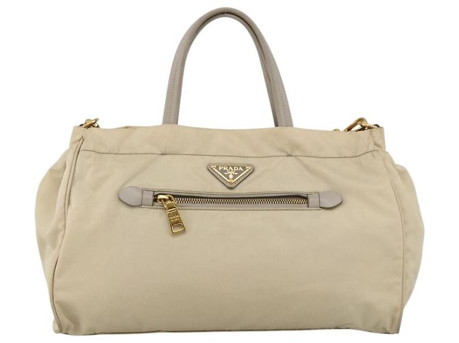 PRADA Hand Bag Nylon 2way Beige Gold - vista 13