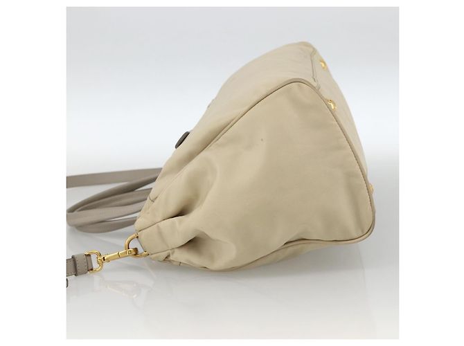 PRADA Hand Bag Nylon 2way Beige Gold - vista 3
