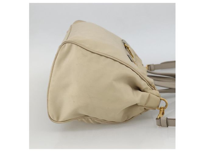 PRADA Hand Bag Nylon 2way Beige Gold - vista 4
