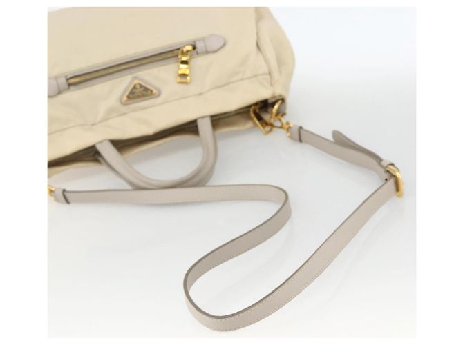 PRADA Hand Bag Nylon 2way Beige Gold - vista 9