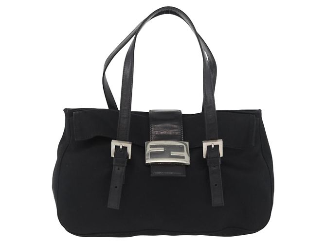 FENDI Mamma Baguette Hand Bag Nylon Black Silver - vista 13