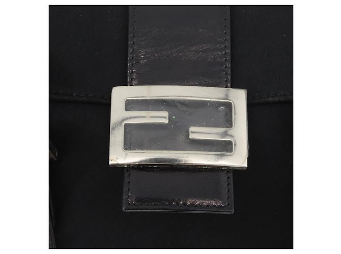 FENDI Mamma Baguette Hand Bag Nylon Black Silver - vista 17