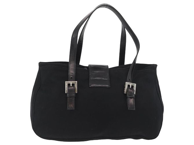 FENDI Mamma Baguette Hand Bag Nylon Black Silver - vista 2