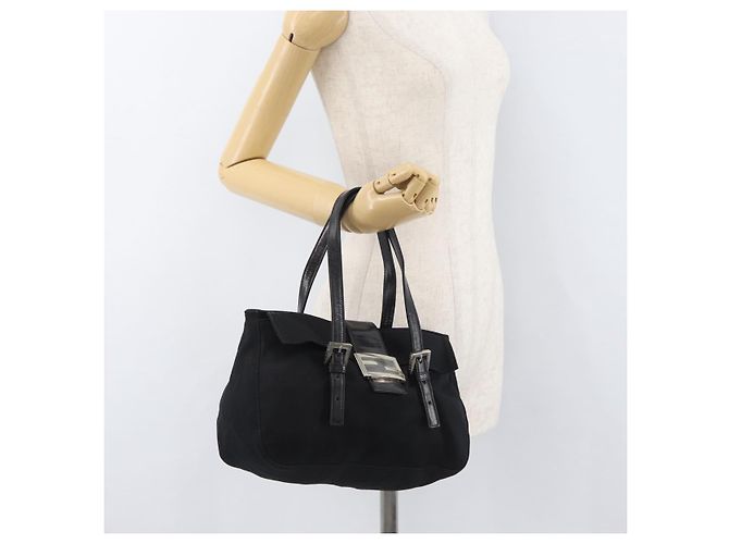 FENDI Mamma Baguette Hand Bag Nylon Black Silver - vista 23