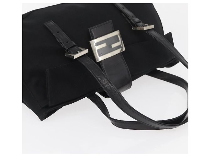 FENDI Mamma Baguette Hand Bag Nylon Black Silver - vista 6