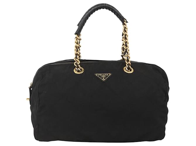 PRADA Boston Bag Nylon Black Gold - vista 2