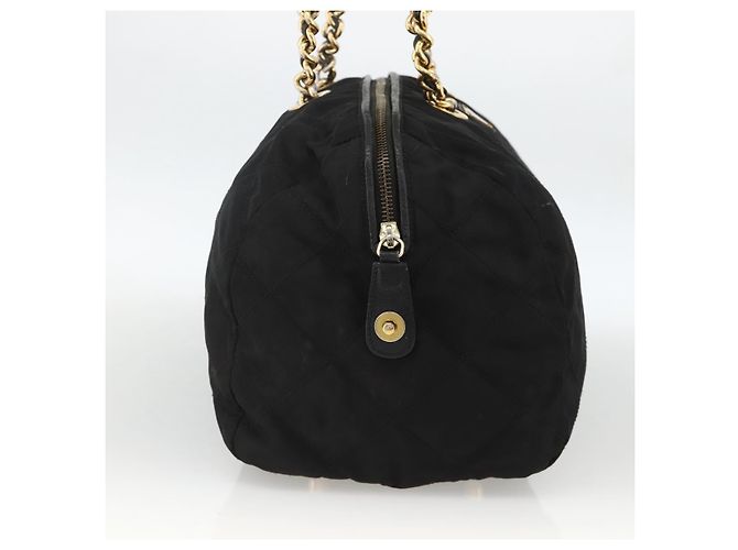 PRADA Boston Bag Nylon Black Gold - vista 4