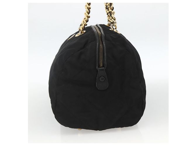 PRADA Boston Bag Nylon Black Gold - vista 5