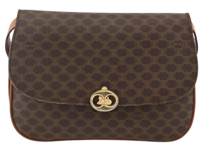 Céline CELINE Sac à épaule en toile Macadam PVC Cuir Marron Or - vue 13