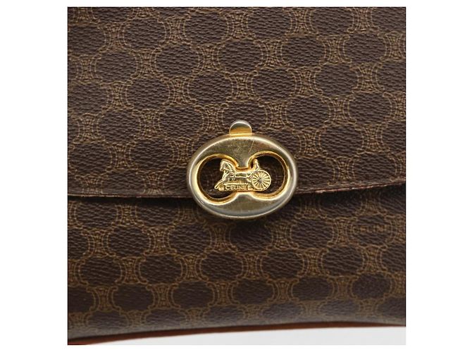 Céline CELINE Sac à épaule en toile Macadam PVC Cuir Marron Or - vue 18