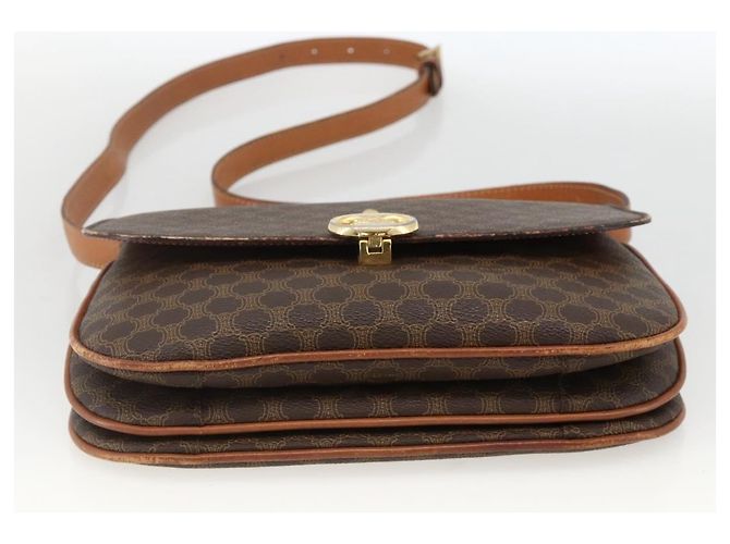 Céline CELINE Sac à épaule en toile Macadam PVC Cuir Marron Or - vue 5