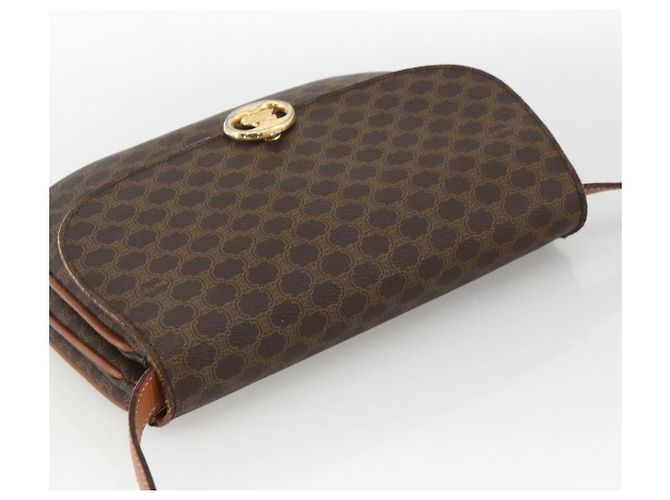 Céline CELINE Sac à épaule en toile Macadam PVC Cuir Marron Or - vue 6