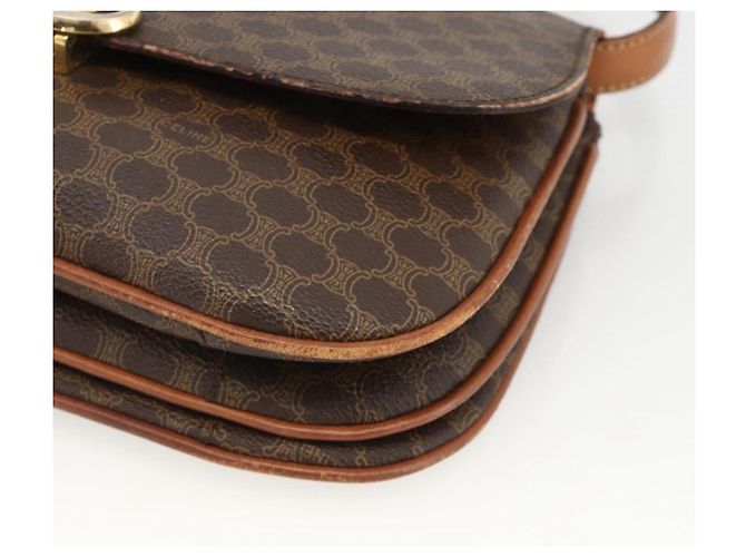 Céline CELINE Sac à épaule en toile Macadam PVC Cuir Marron Or - vue 8
