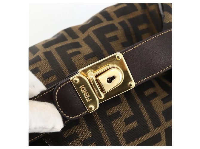 FENDI Zucca Canvas Hand Bag Brown Black - vista 18