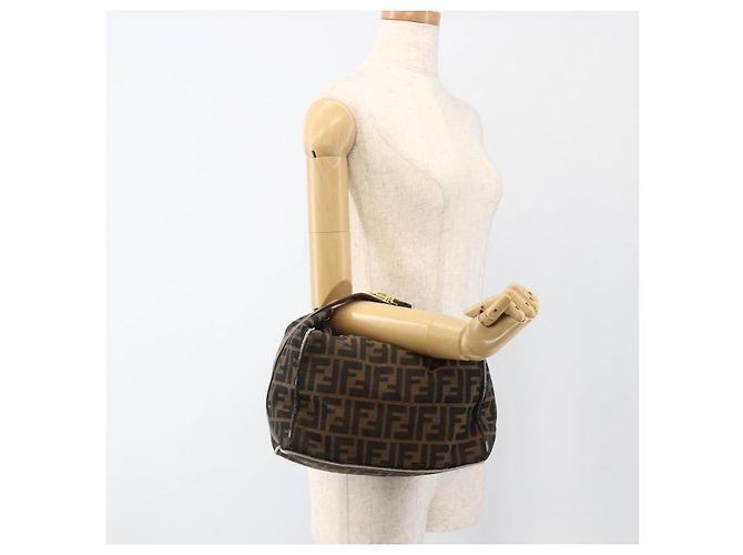 FENDI Zucca Canvas Hand Bag Brown Black - vista 23