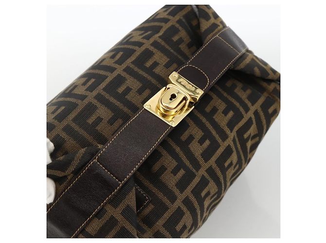 FENDI Zucca Canvas Hand Bag Brown Black - vista 6