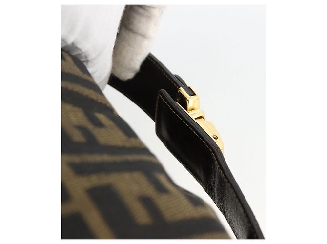 FENDI Zucca Canvas Hand Bag Brown Black - vista 7
