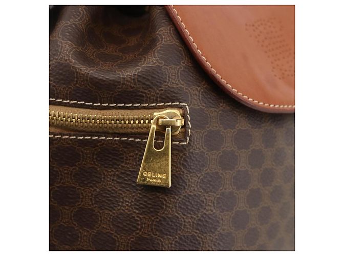 Céline CELINE Macadam Canvas Backpack PVC Leather Brown Gold - vista 18