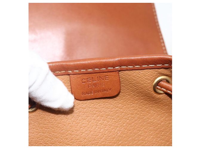 Céline CELINE Macadam Canvas Backpack PVC Leather Brown Gold - vista 19