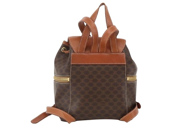 Céline CELINE Macadam Canvas Backpack PVC Leather Brown Gold - vista 2