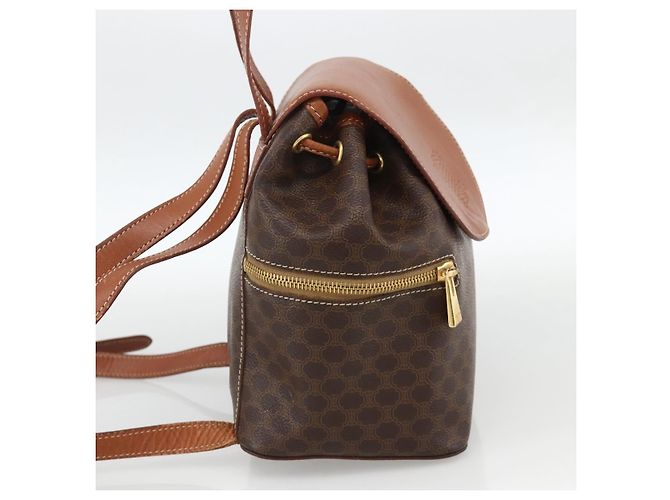 Céline CELINE Macadam Canvas Backpack PVC Leather Brown Gold - vista 3