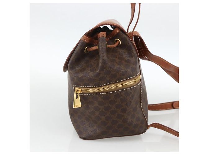 Céline CELINE Macadam Canvas Backpack PVC Leather Brown Gold - vista 4