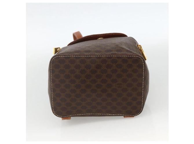 Céline CELINE Macadam Canvas Backpack PVC Leather Brown Gold - vista 5