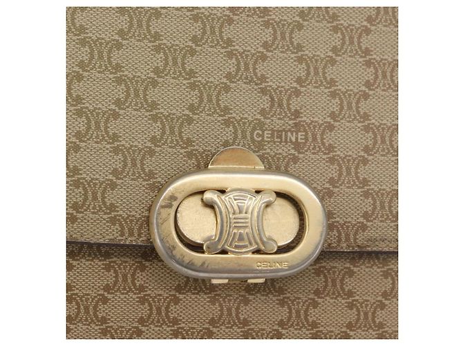 Céline CELINE Sac à épaule en toile Macadam PVC Beige Gold - vue 18