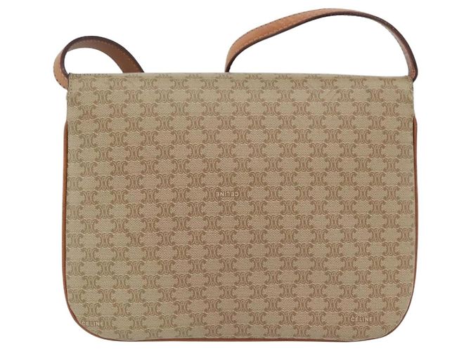 Céline CELINE Sac à épaule en toile Macadam PVC Beige Gold - vue 2