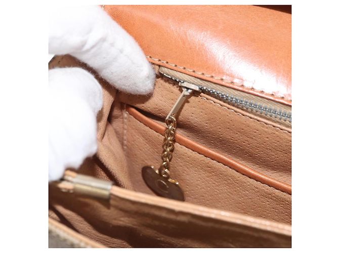 Céline CELINE Sac à épaule en toile Macadam PVC Beige Gold - vue 23