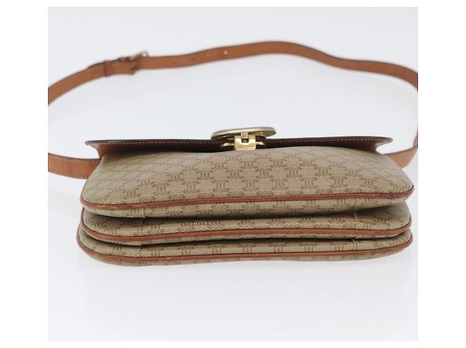 Céline CELINE Sac à épaule en toile Macadam PVC Beige Gold - vue 5
