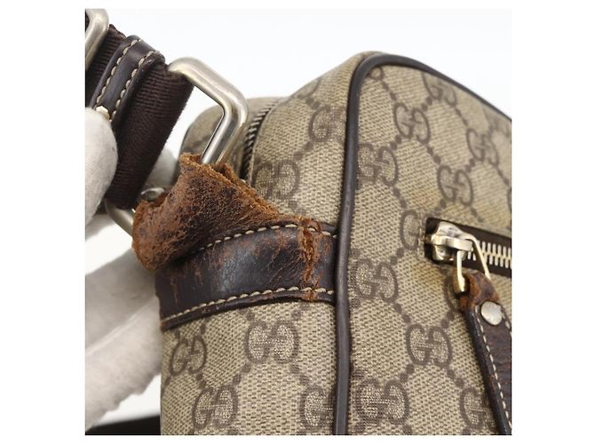 GUCCI GG Supreme Shoulder Bag PVC Beige Gold 201448 - view 8