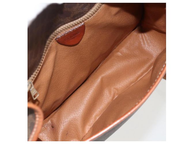 Céline CELINE Macadam Canvas Circle Shoulder Bag PVC Leather Brown Gold - vista 10