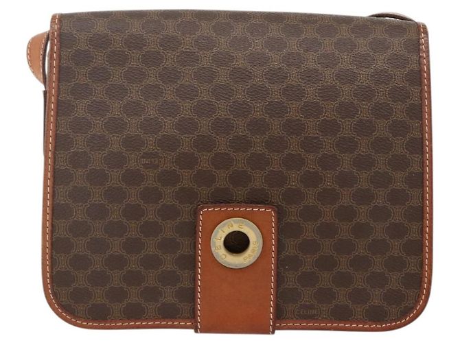 Céline CELINE Macadam Canvas Circle Shoulder Bag PVC Leather Brown Gold - vista 13