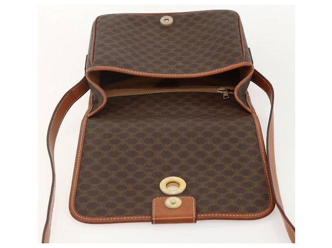 Céline CELINE Macadam Canvas Circle Shoulder Bag PVC Leather Brown Gold - vista 18