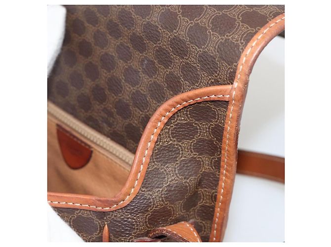 Céline CELINE Macadam Canvas Circle Shoulder Bag PVC Leather Brown Gold - vista 19