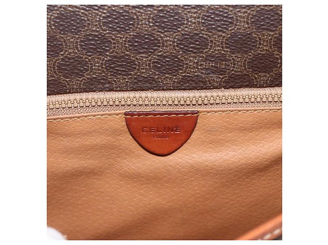 Céline CELINE Macadam Canvas Circle Shoulder Bag PVC Leather Brown Gold - vista 20