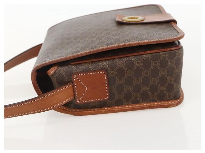 Céline CELINE Macadam Canvas Circle Shoulder Bag PVC Leather Brown Gold - vista 3
