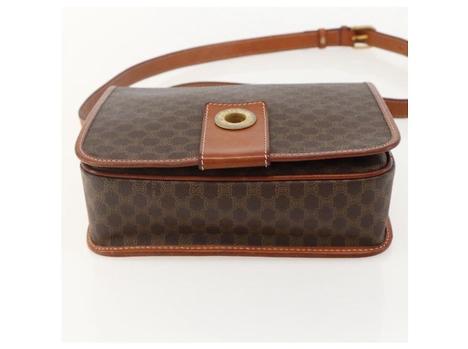 Céline CELINE Macadam Canvas Circle Shoulder Bag PVC Leather Brown Gold - vista 5