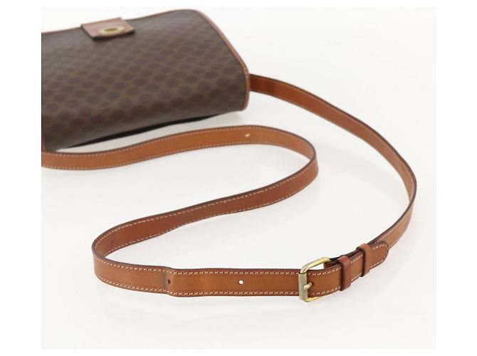 Céline CELINE Macadam Canvas Circle Shoulder Bag PVC Leather Brown Gold - vista 7
