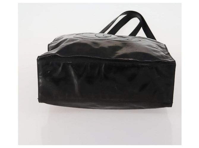 CHANEL Chain Tote Bag Patent Leather Black Gold CC - vista 5