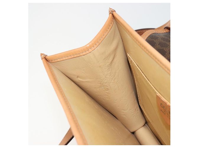 Céline CELINE Macadam Canvas Medallion Shoulder Bag PVC Leather Brown Gold - vista 20
