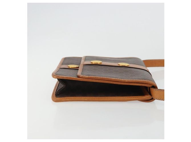 Céline CELINE Macadam Canvas Medallion Shoulder Bag PVC Leather Brown Gold - vista 3