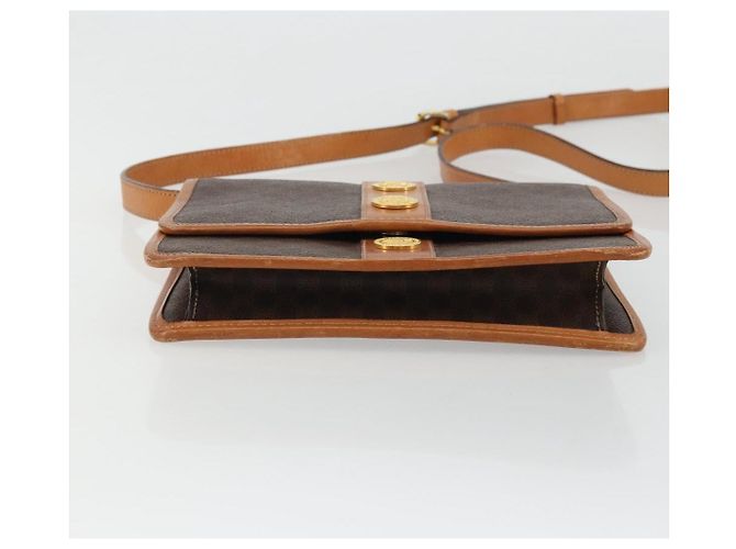 Céline CELINE Macadam Canvas Medallion Shoulder Bag PVC Leather Brown Gold - vista 5